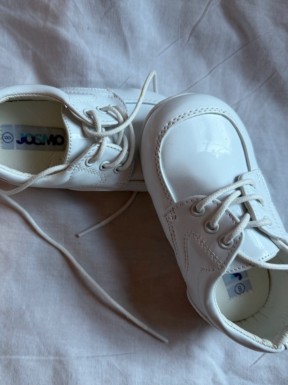 Josmo White Patent Kids Lace-Up Dress Shoes